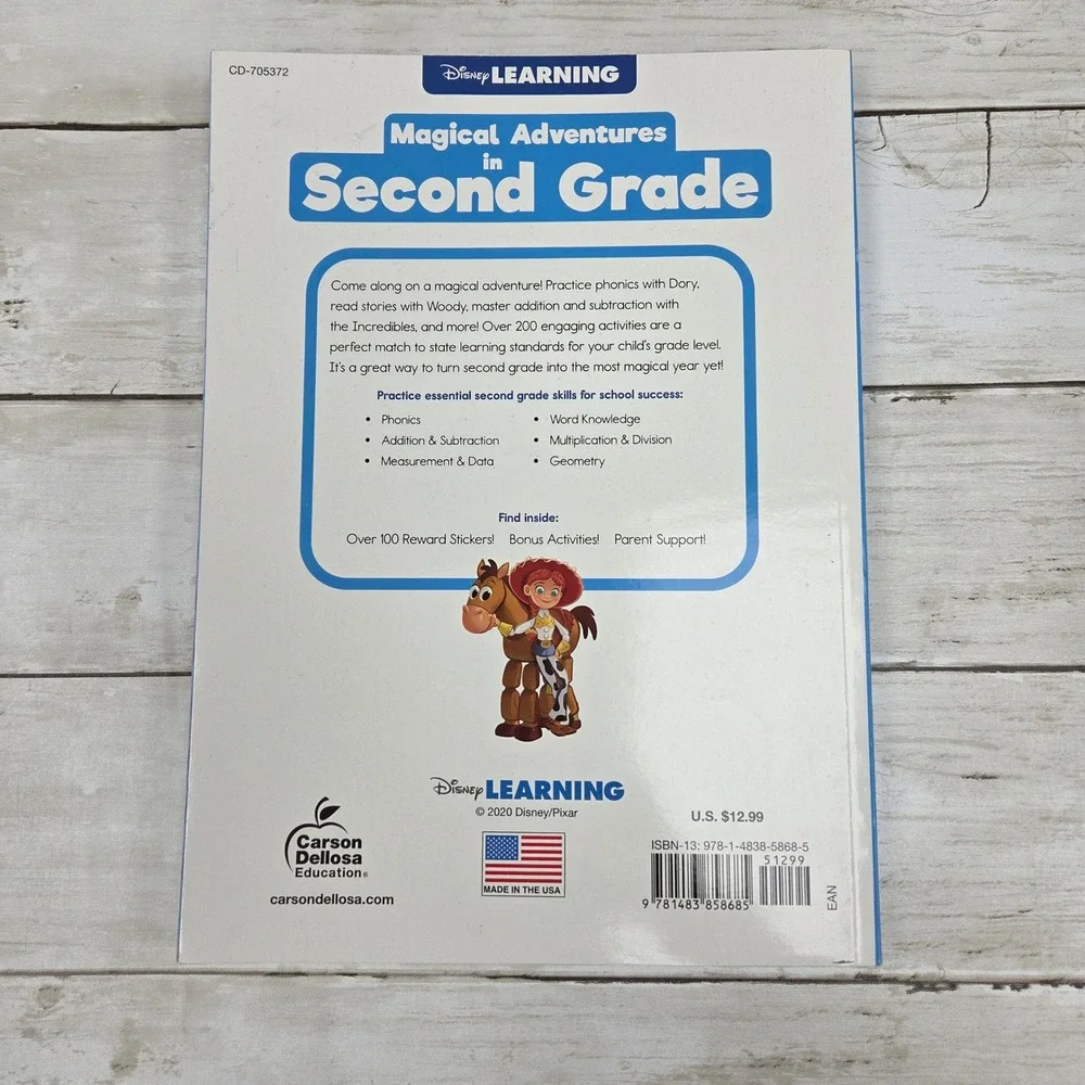 Disney Learning Magical‎ Adventures Second Grade Workbook Ages 7-8 Pixar